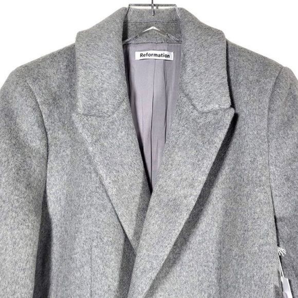 NWT Reformation Cumberland Wool Blend Double Breasted Coat in Grey - Picture 8 of 16